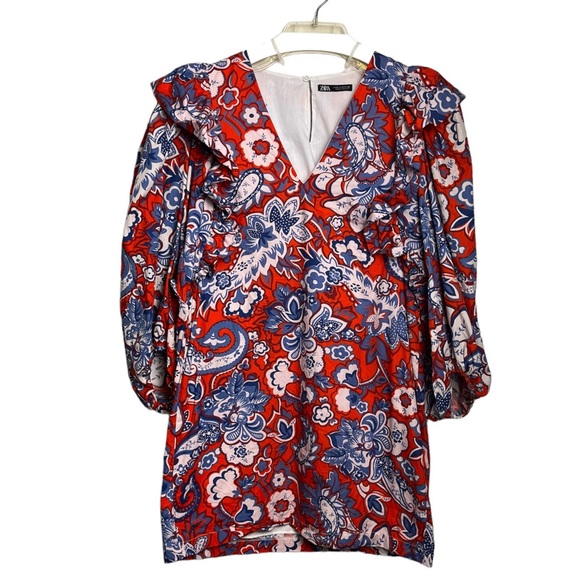 ZARA Ruffled Printed Dress - Picture 2 of 8